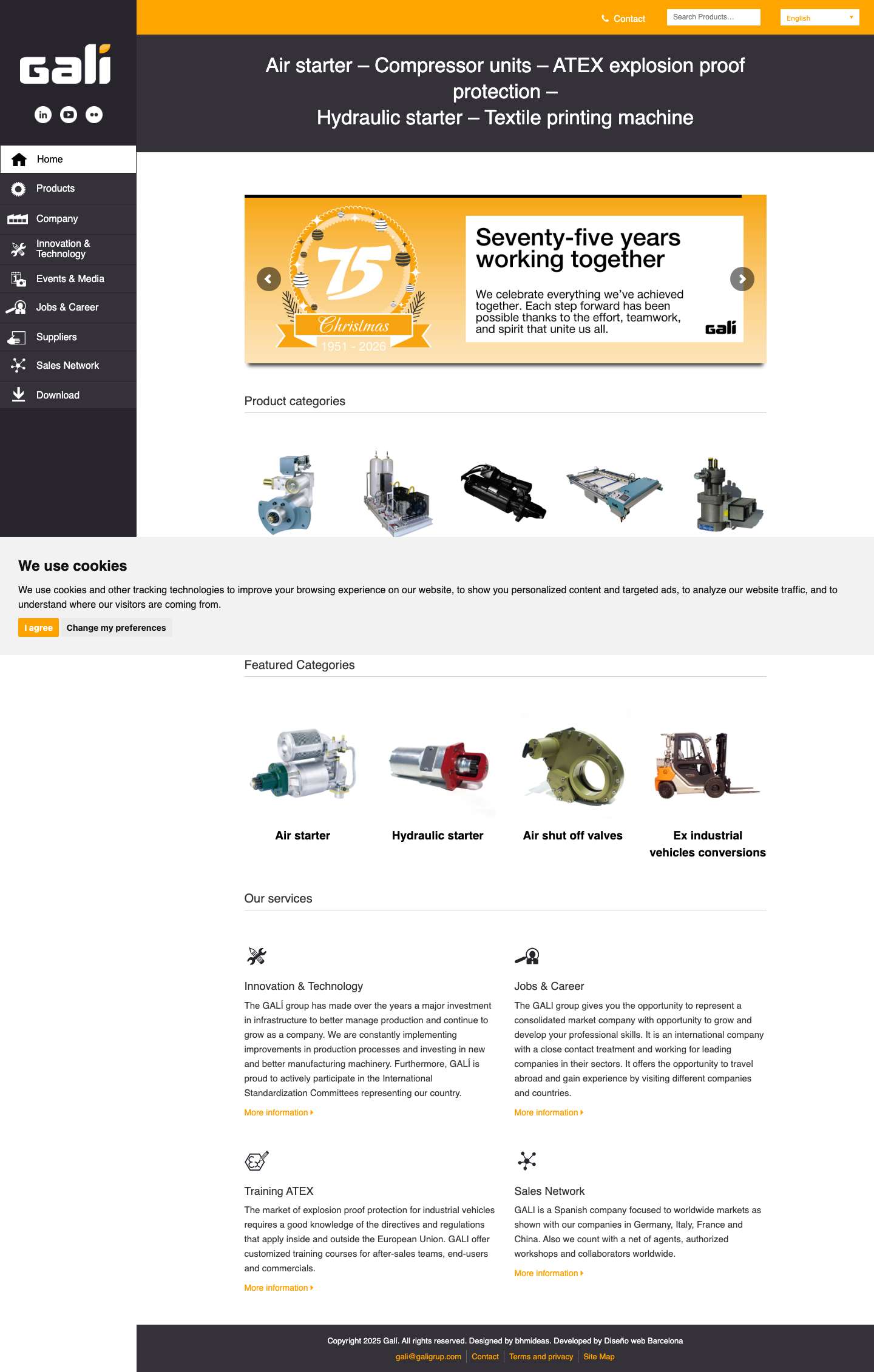 Grupo Galí: Sistemas de arranque neumáticos e hidráulicos - Full Screenshot