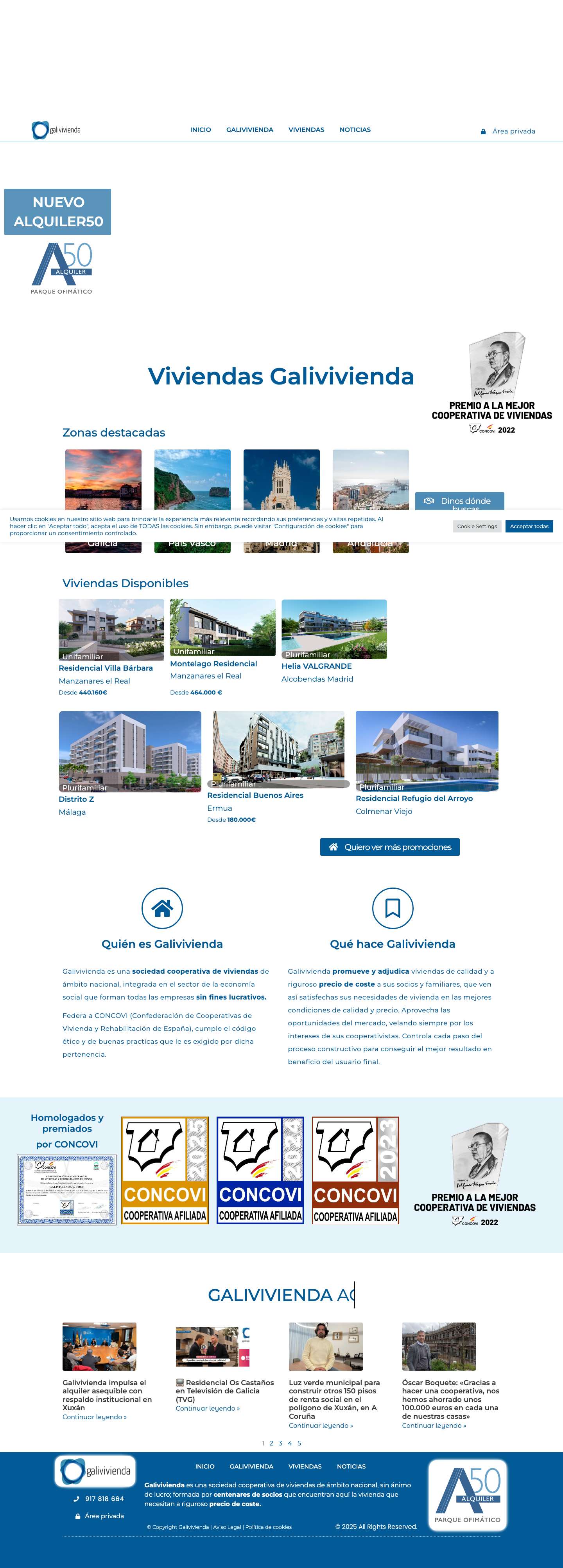 Viviendas en cooperativa a precio de coste | Galivivienda - Full Screenshot