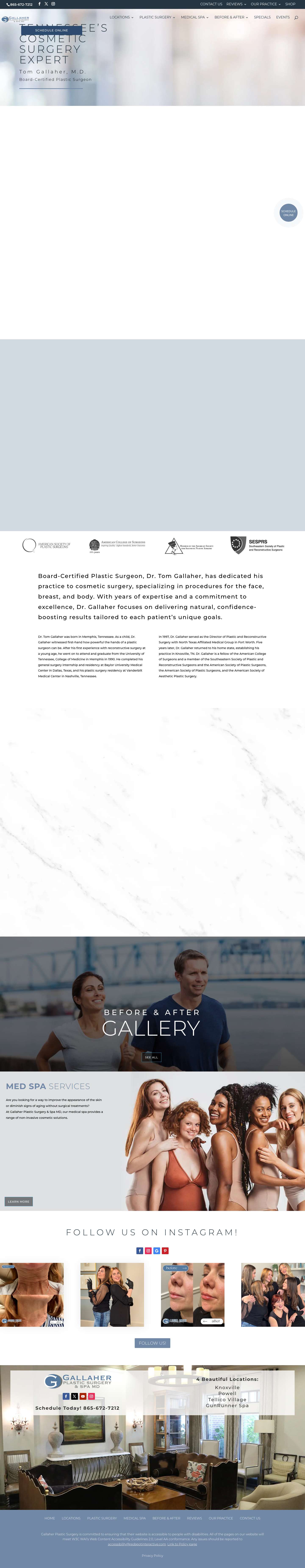 Plastic Surgery Knoxville, TN | Gallaher Plastic Surgery & Spa MD - Full Screenshot
