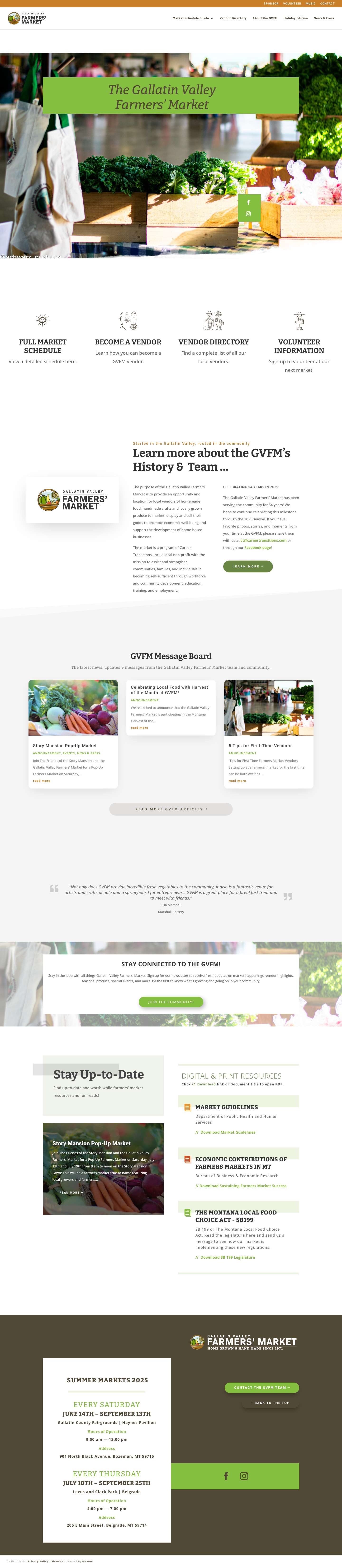 Gallatin Valley Farmers' Market | Home Grown & Hand Made since 1971 - Full Screenshot