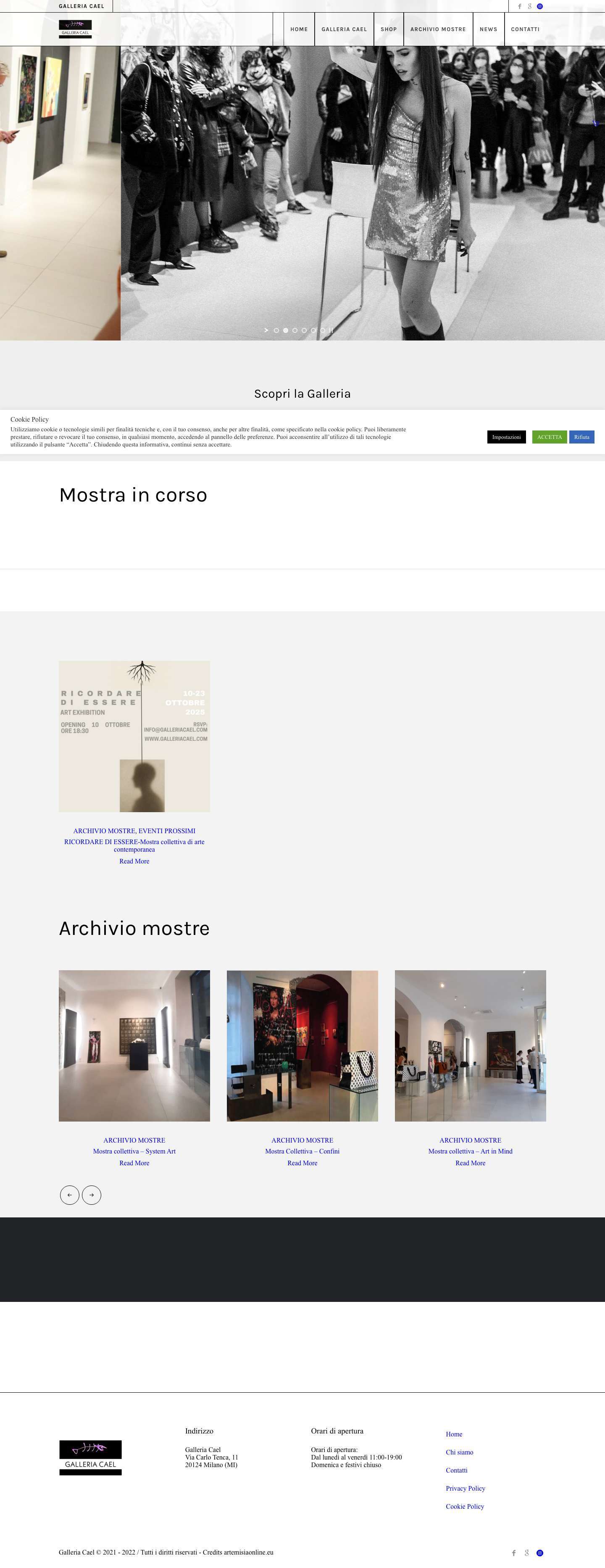 Galleria Cael - Spazio espositivo a Milano - Full Screenshot