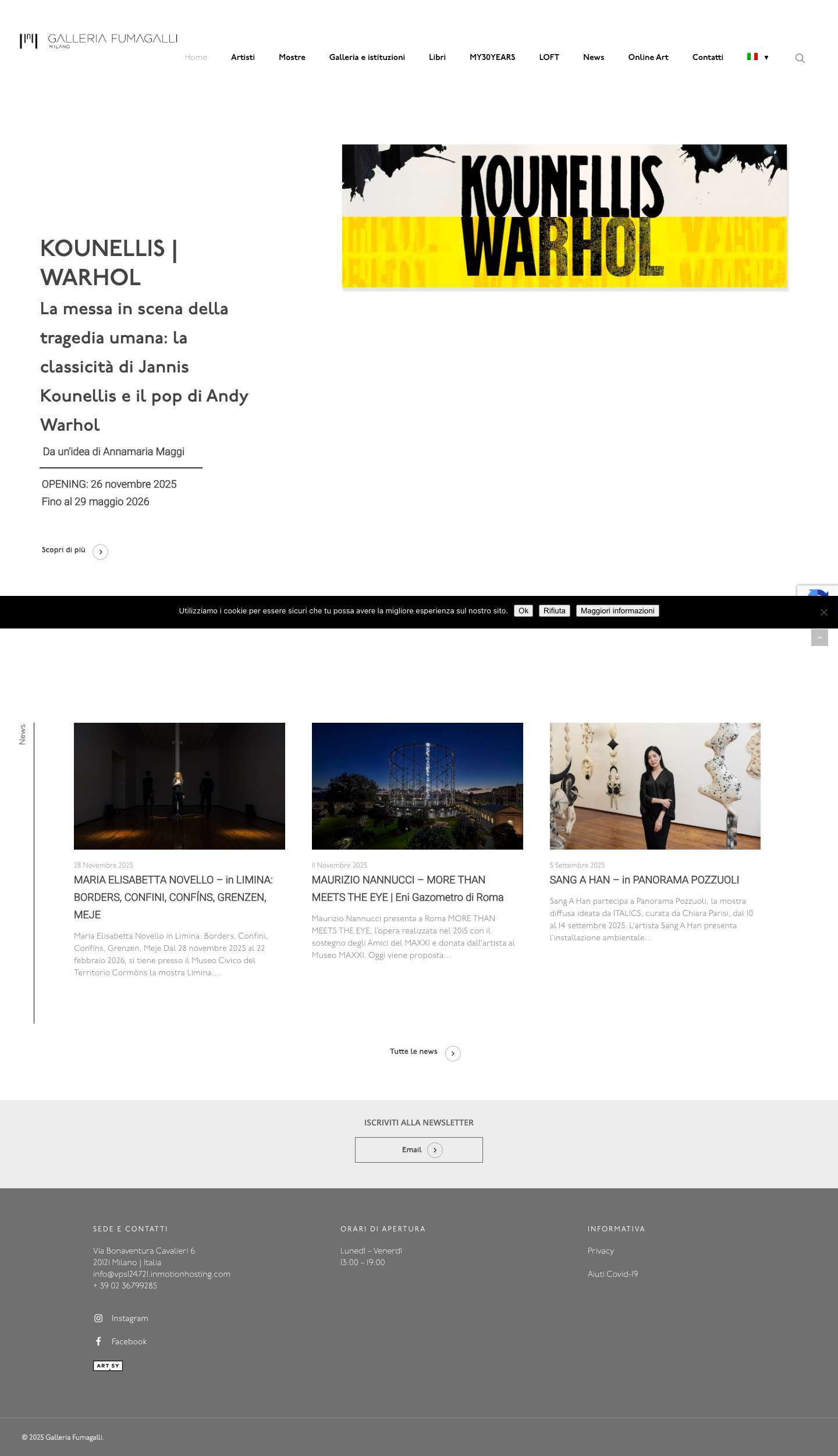 Galleria Fumagalli | Galleria d'arte contemporanea Milano - Full Screenshot