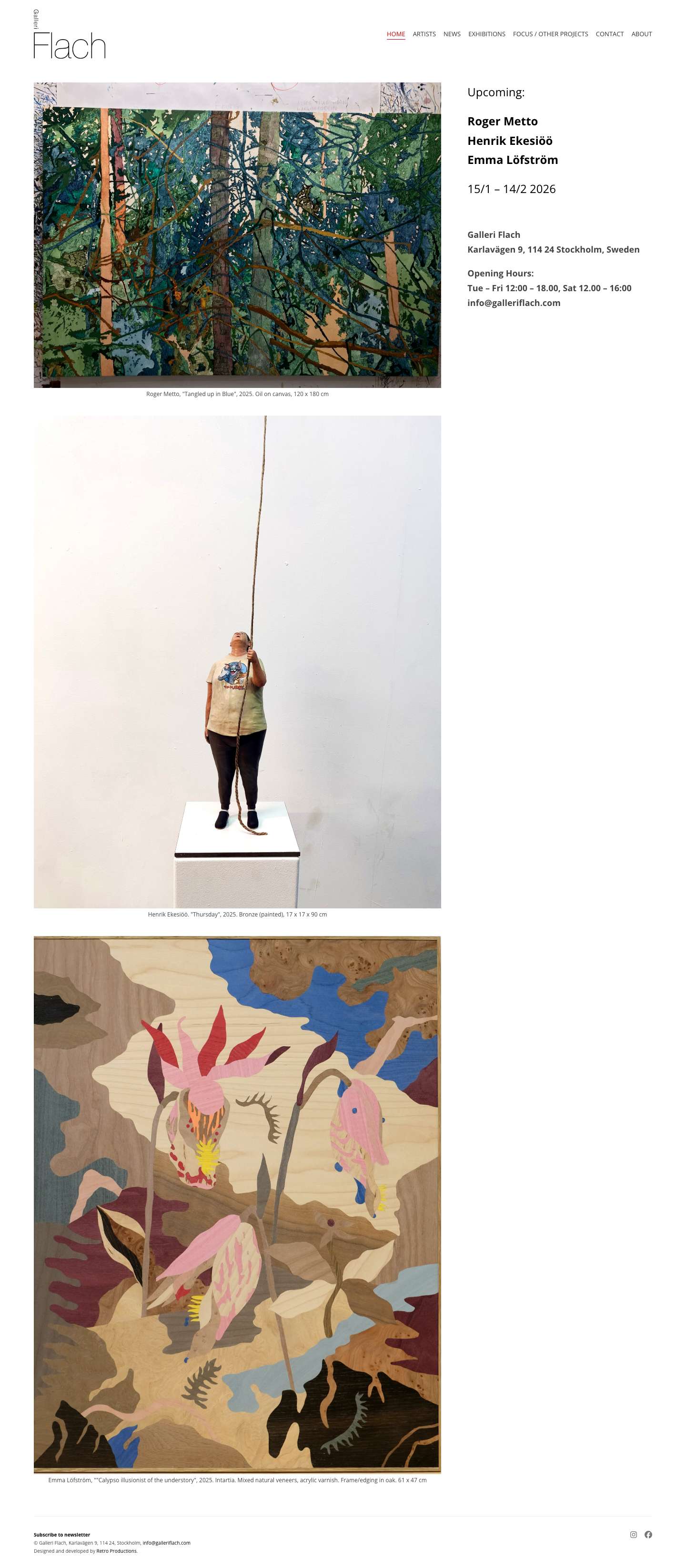 Galleri Flach - Contemporary art gallery in Stockholm, Sweden - Full Screenshot