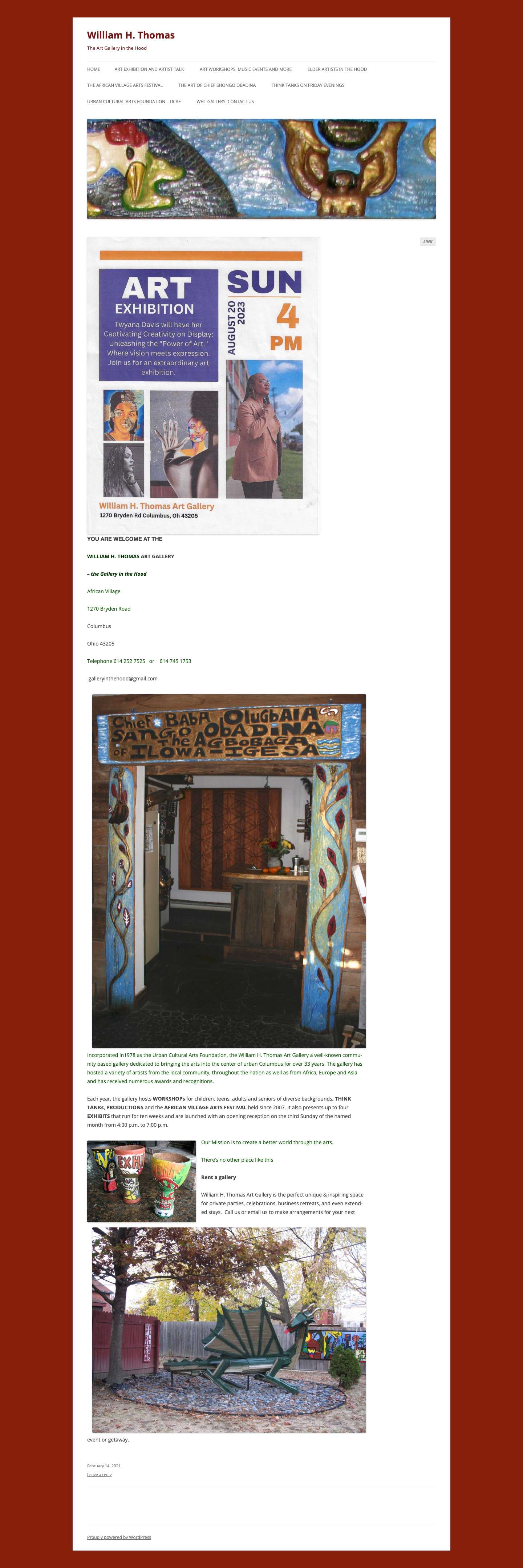 William H. Thomas | The Art Gallery in the Hood - Full Screenshot