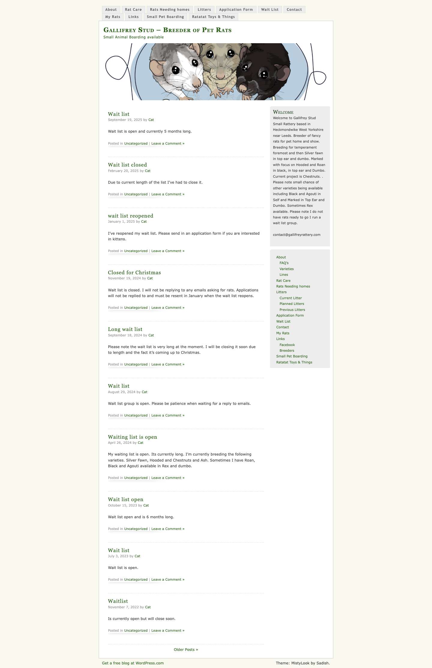 Gallifrey Stud – Breeder of Pet Rats - Full Screenshot