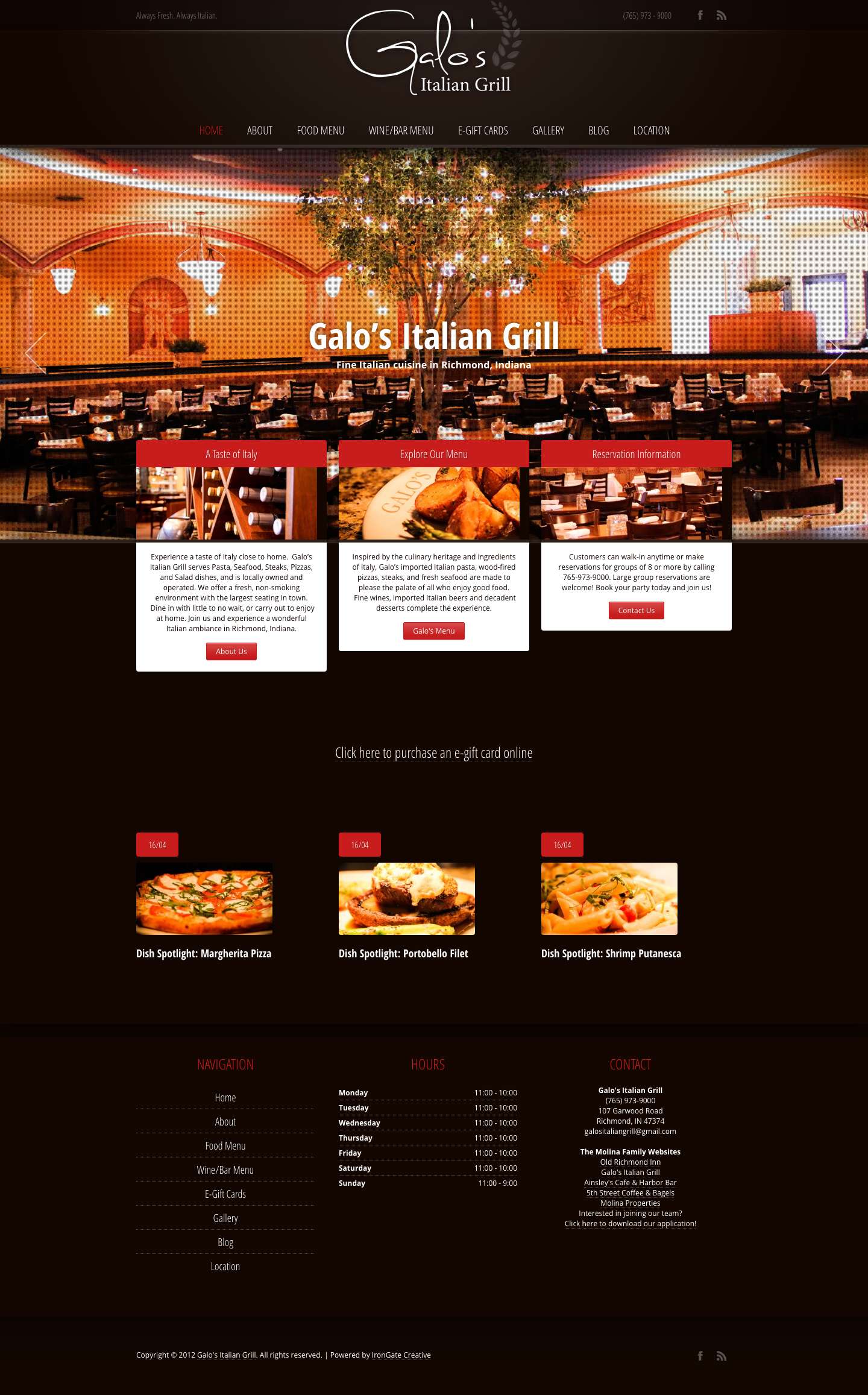 Galo's Italian Grill ‹ Always Fresh. Always Italian. - Full Screenshot