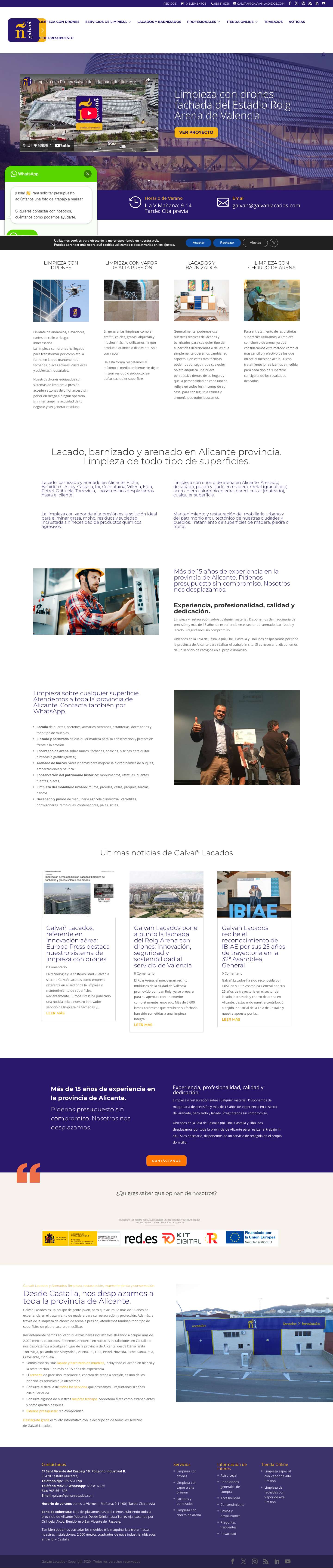 Inicio - Chorro de arena (arenado) desde Alicante. Lacado y barnizado de maderaWhatsApp - Full Screenshot