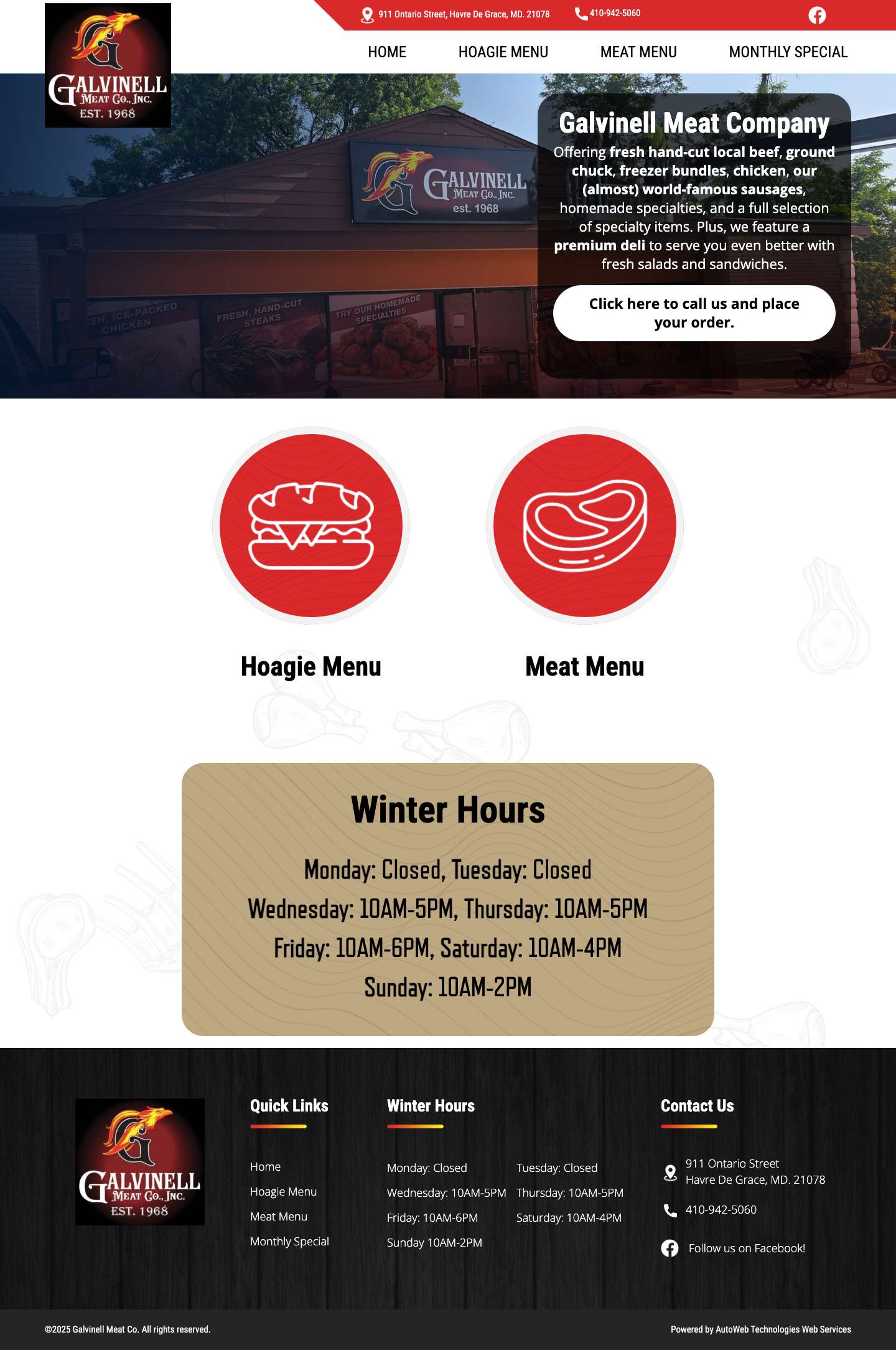 Galvinell Meat Company | Premium Deli, Meat, Hoagie Shop in Havre de Grace, Maryland - Full Screenshot