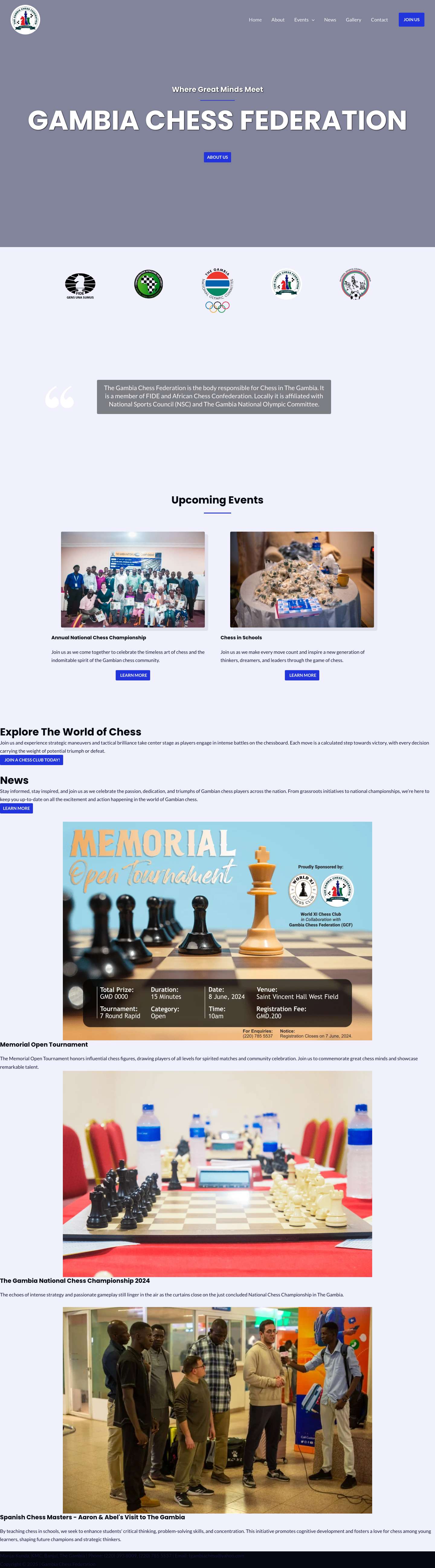 Gambia Chess Federation - Full Screenshot