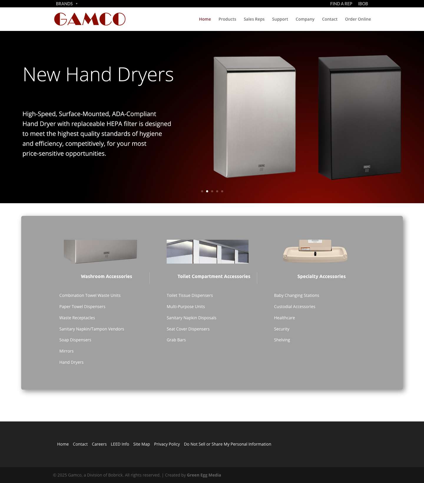 Gamco USA | A division of Bobrick Washroom Accessories - Full Screenshot