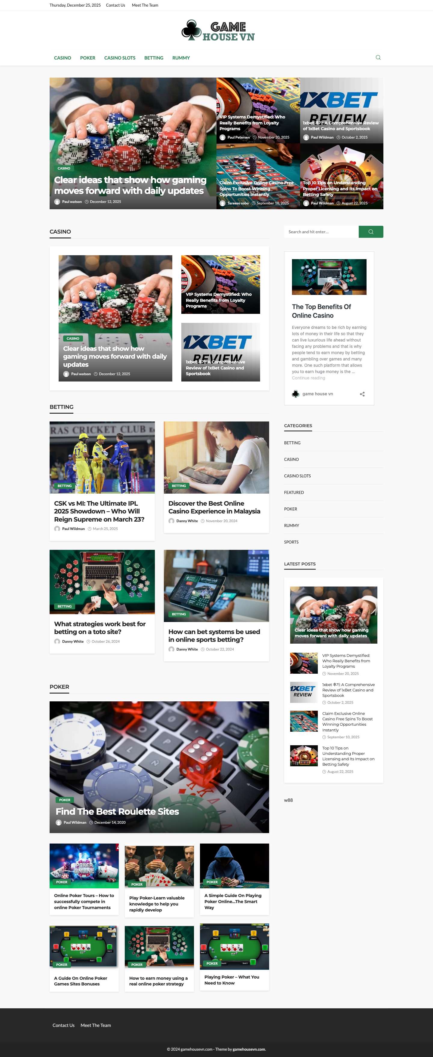 Game House VN | Insights into Casino Games, Betting, and Slots - Full Screenshot