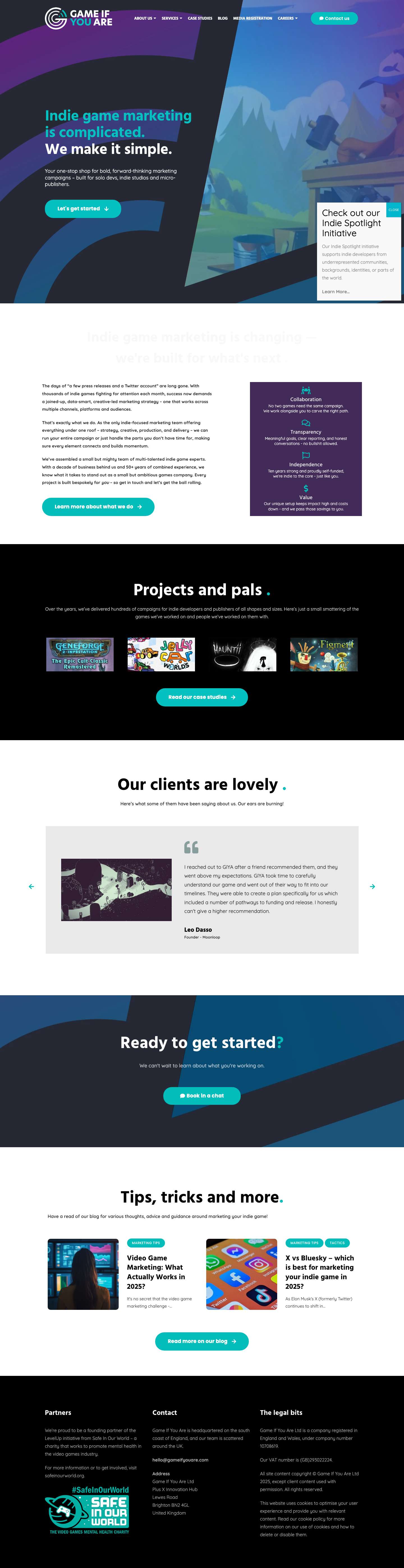 Game If You Are - The indie game marketing agency - Full Screenshot