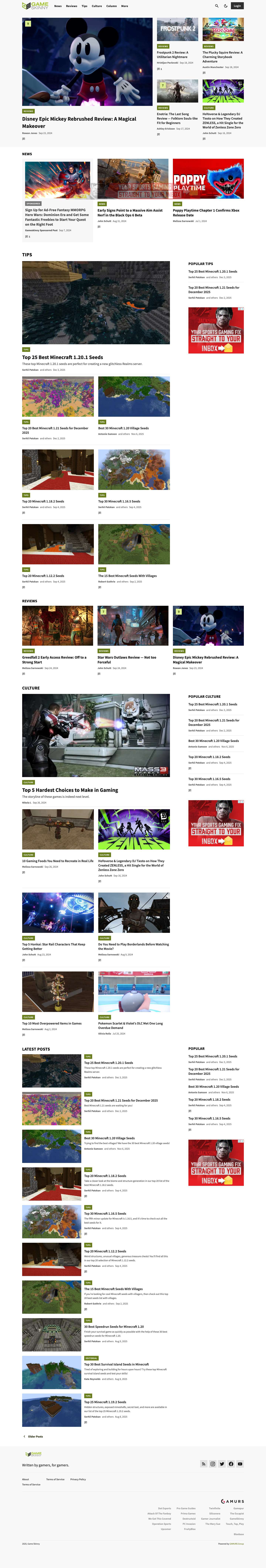 GameSkinny – GameSkinny is a site by gamers for gamers. - Full Screenshot