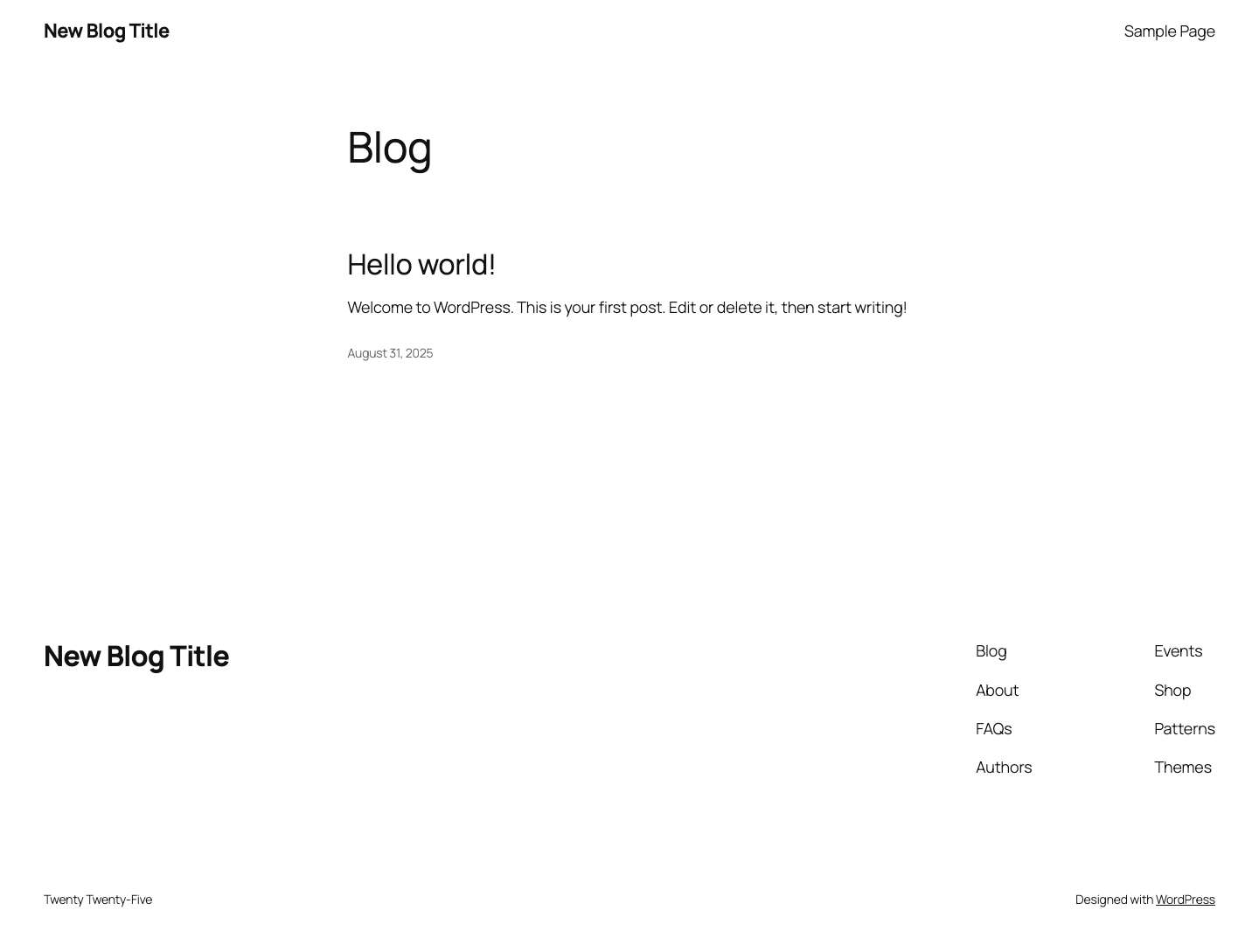 New Blog Title - Full Screenshot