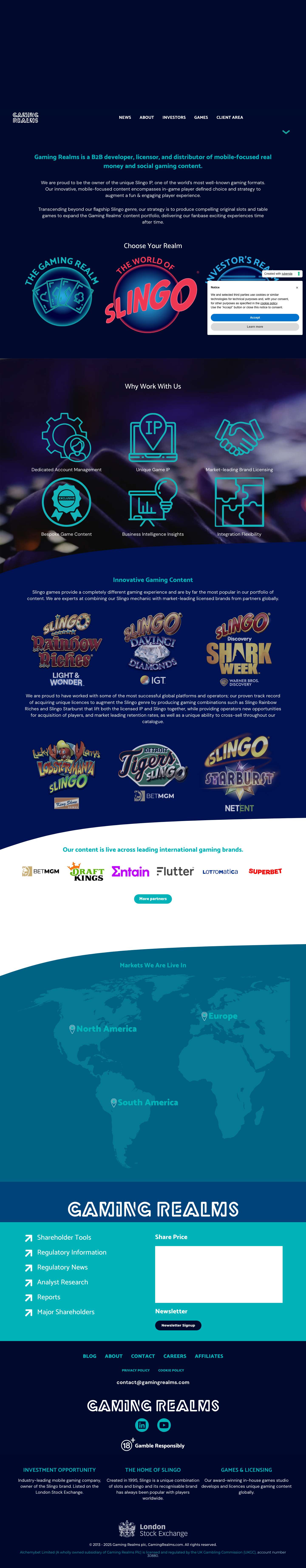 Gaming Realms plc - Market leading mobile games and brands - Full Screenshot