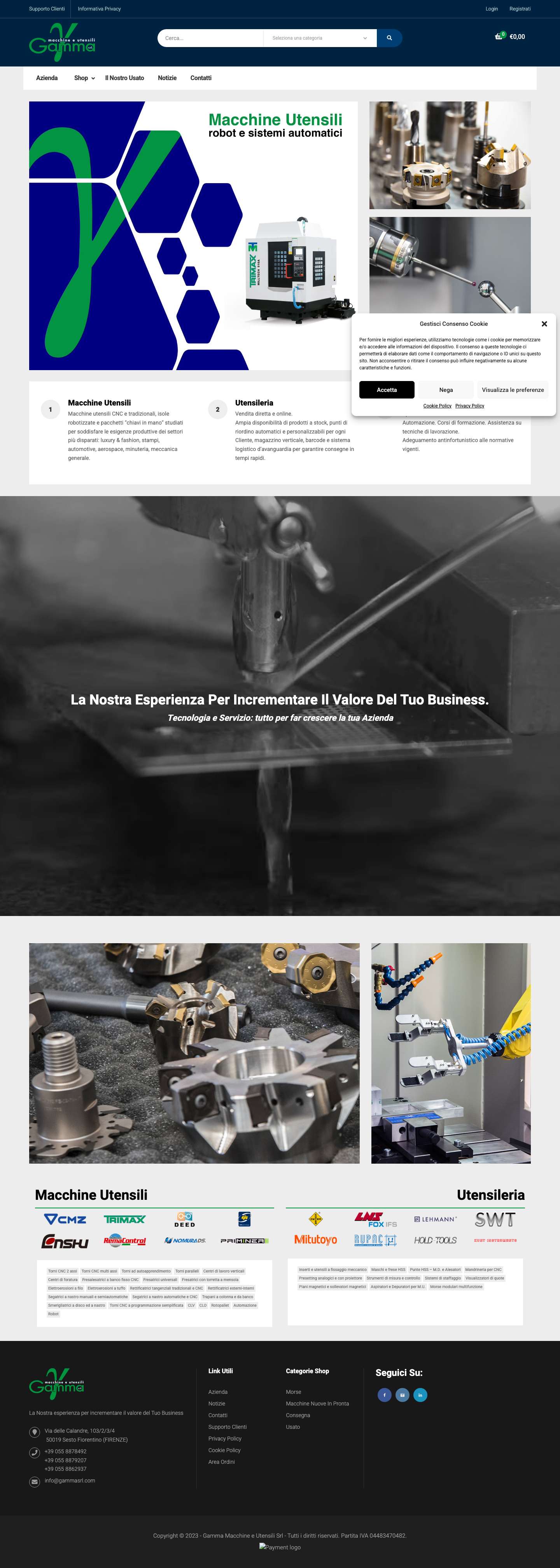 Gamma Macchine e Utensili - Utensileria, Attrezzature di Precisione, Componenti Meccanici - Full Screenshot