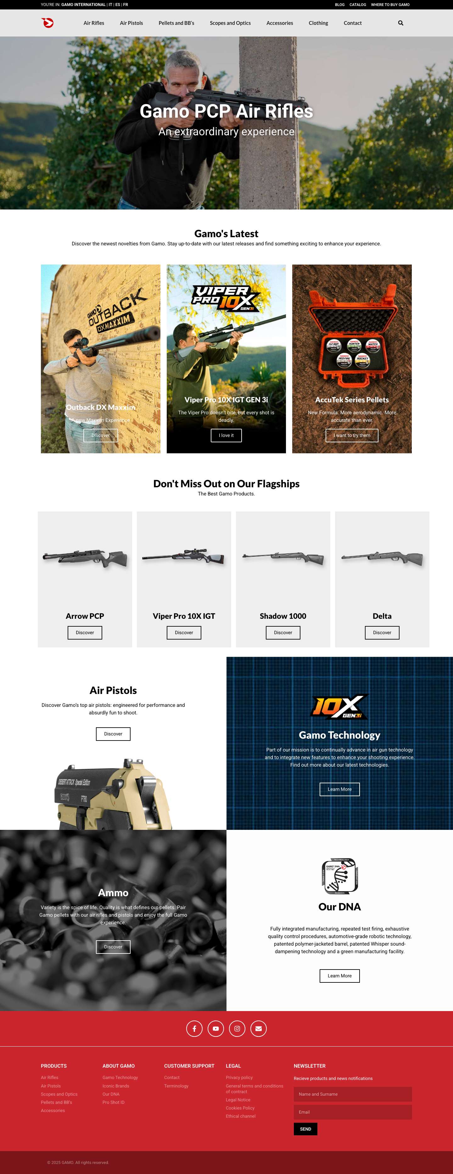 Gamo - Air Rifles, Air Pistols, Ammunition and Outdoor Accessories - Full Screenshot