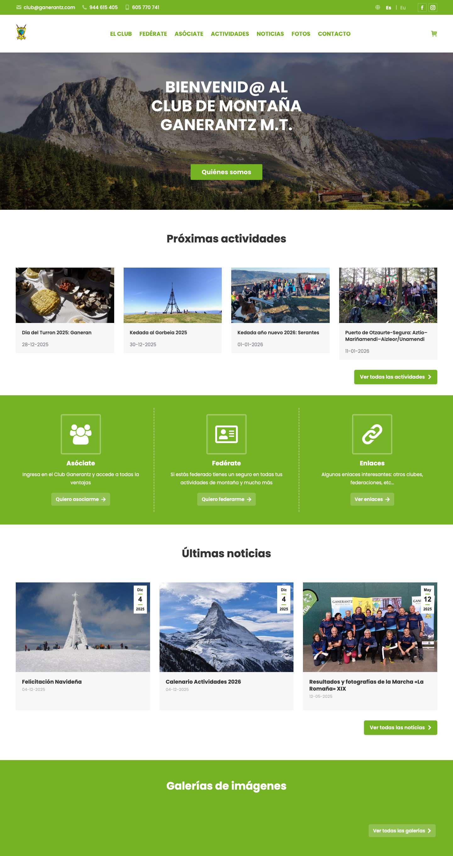 Ganerantz MT – Sitio web del Club Ganerantz Mendi Taldea - Full Screenshot