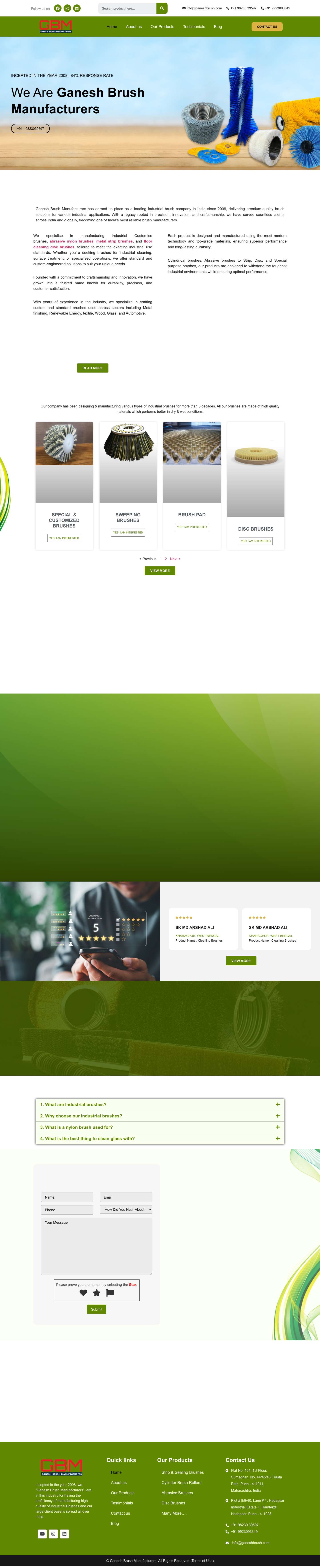 Custom Brush Manufacturers | Ganesh Brush Manufacturers - Full Screenshot