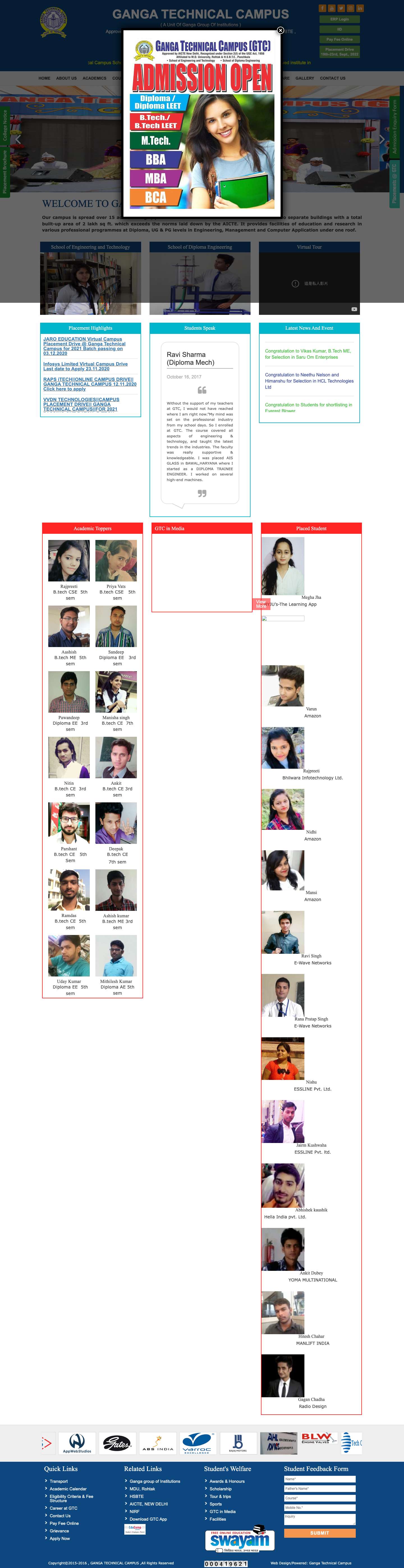 Top Private Institute & Best Engineering Colleges in Delhi NCR - GTC - Full Screenshot