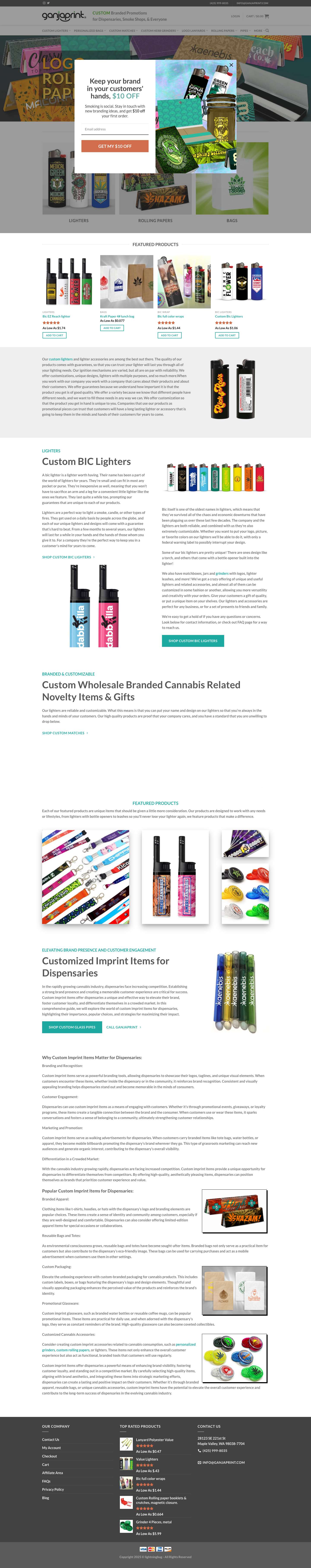 GanjaPrint - Custom Wholesale Branded Promotions for Dispensaries, Smoke Shops, & Everyone - Full Screenshot