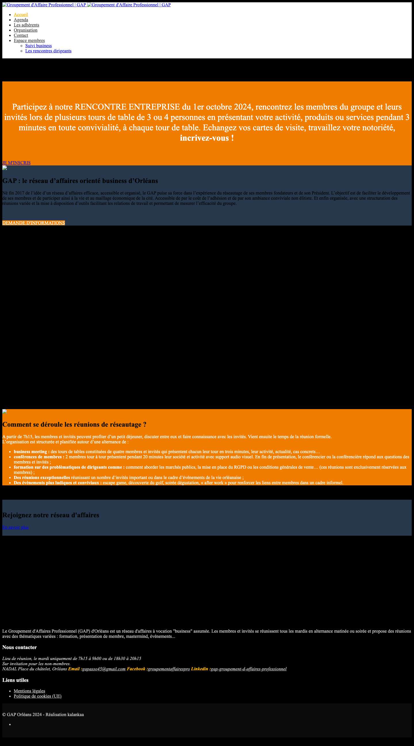 Réseau d'affaires | Groupement d'Affaire Professionnel | GAP - Full Screenshot