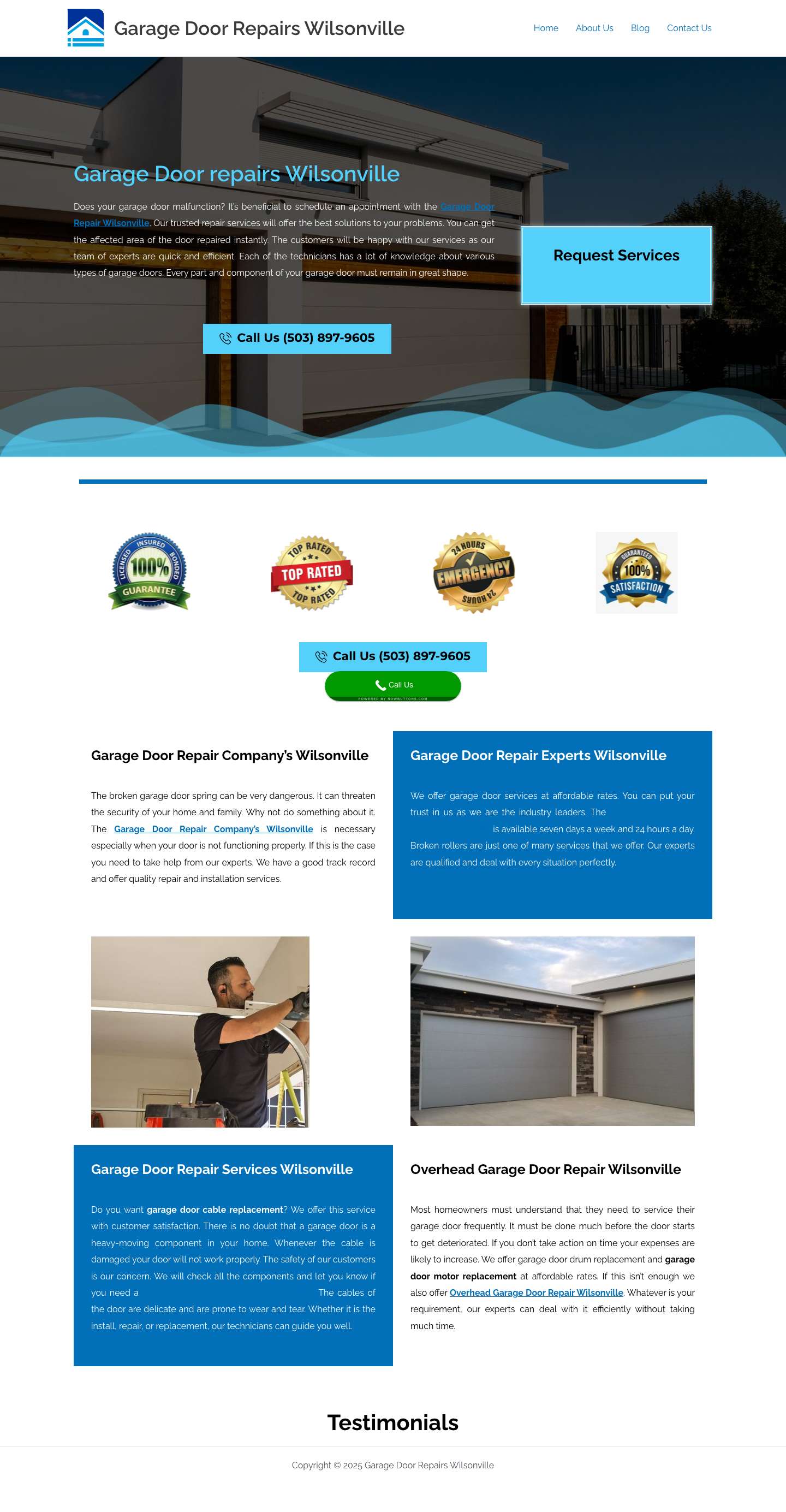 Garage Door Repairs Wilsonville - Call US: 503897-9605 - Full Screenshot
