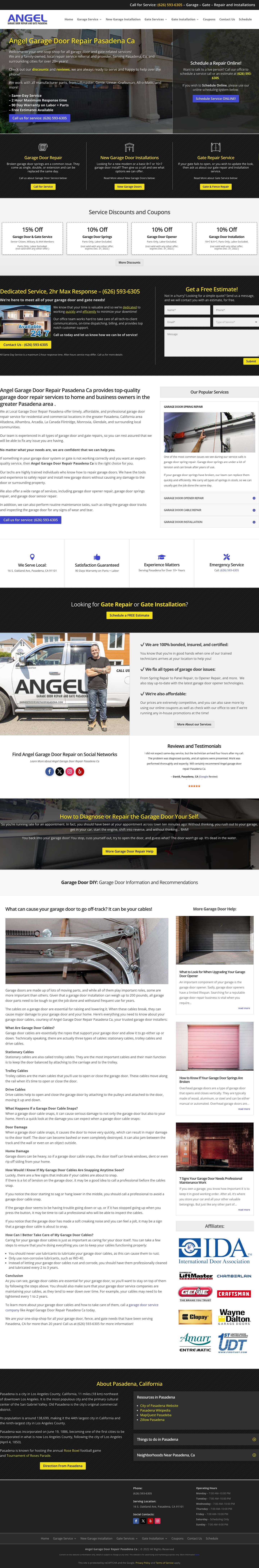 Angel Garage Door Repair Pasadena CA - Expert Repair Service - Full Screenshot
