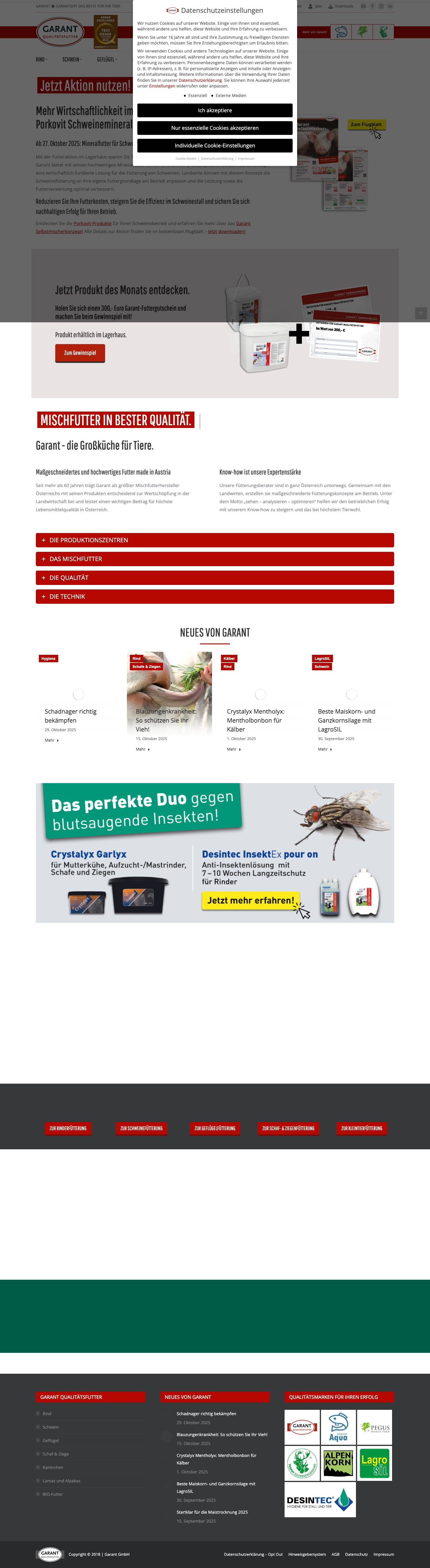 GARANT Qualitätsfutter • Garantiert das beste Futter für Ihr Tier - Full Screenshot