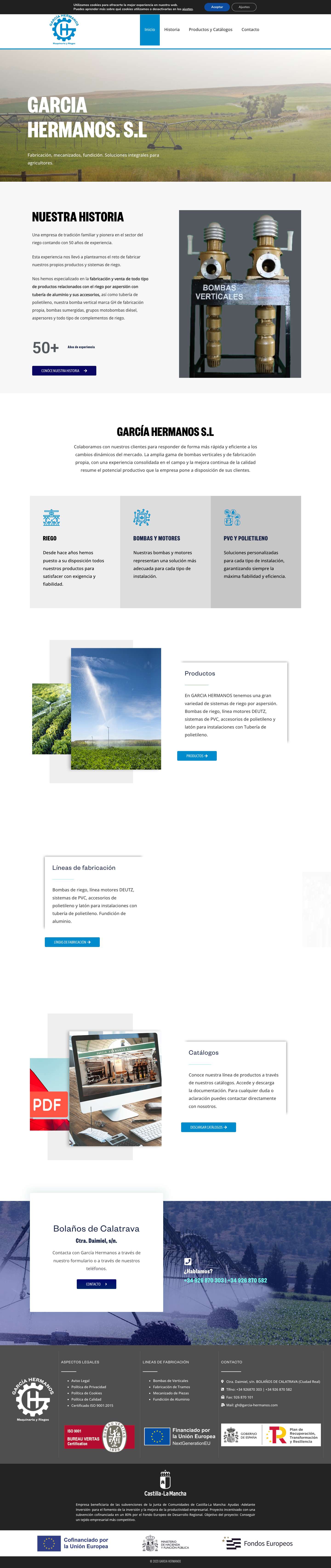 Venta y fabricación de riegos por aspersión, accesorios - Full Screenshot