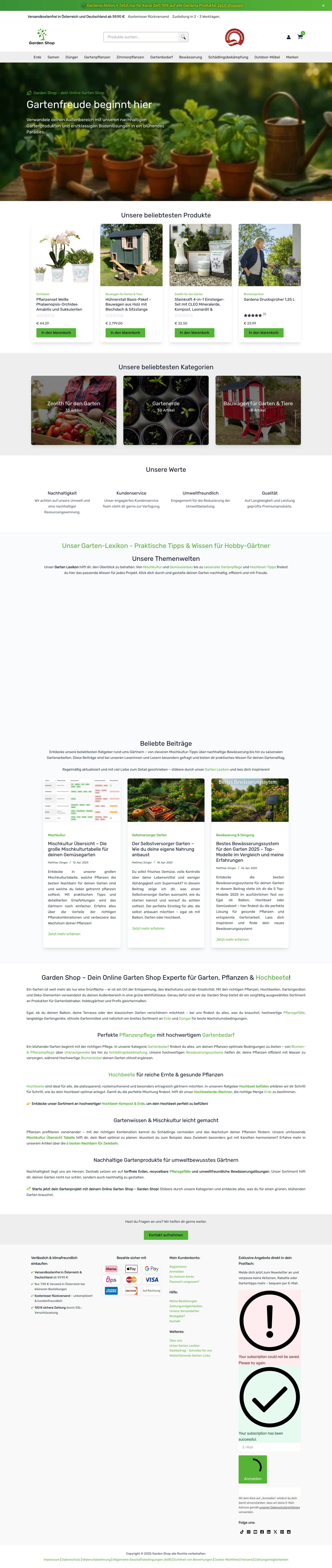 Garden Shop » Gartenprodukte jetzt online kaufen - Full Screenshot