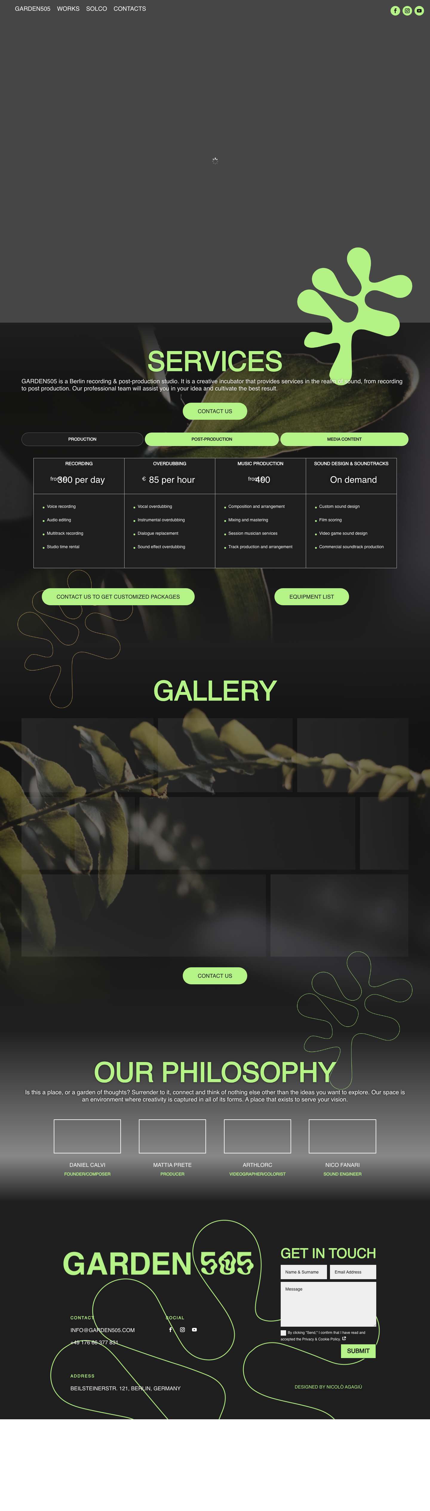 Berlin Recording & Post-Production Studio - Garden505 - Full Screenshot