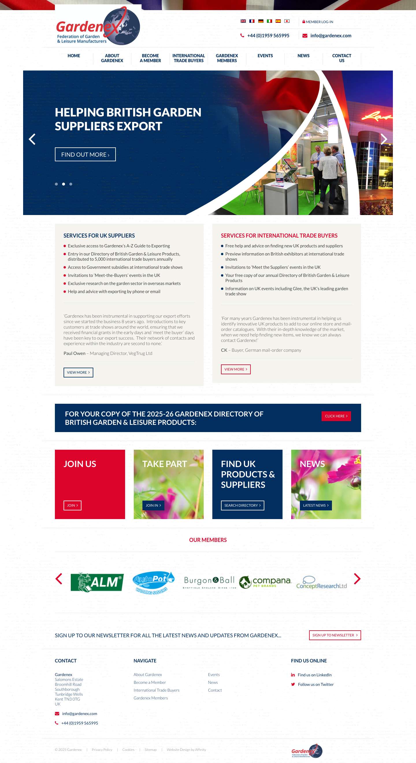 Gardenex - the UK's Federation of Garden & Leisure Manufacturers Ltd - Full Screenshot