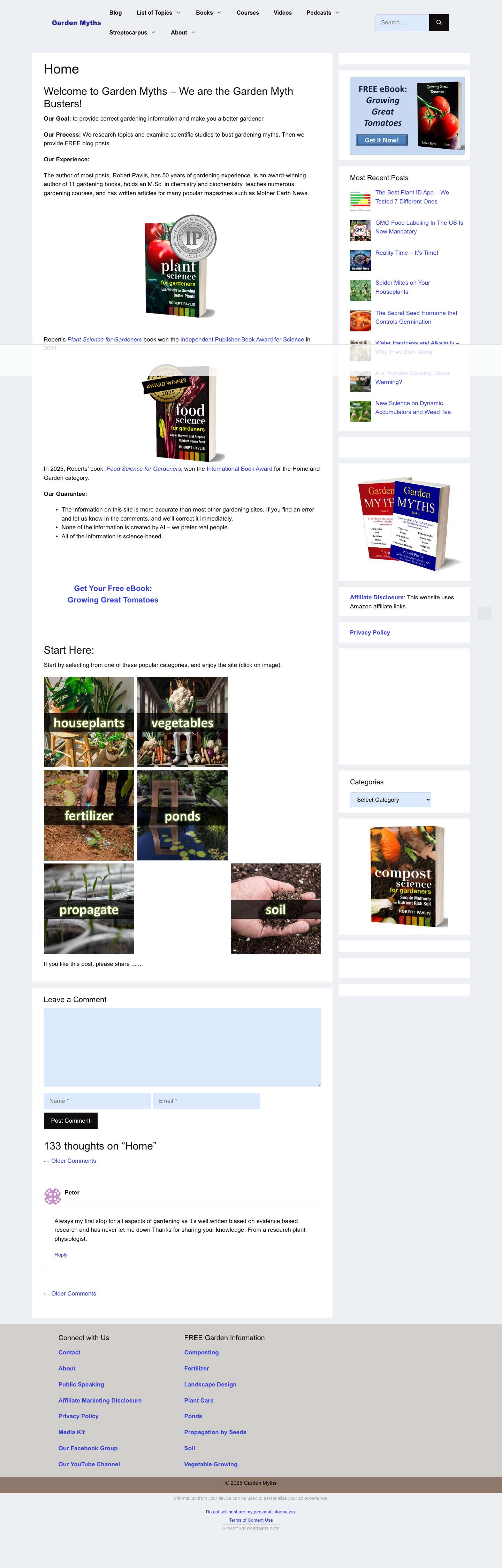 Home - gardenmyths.com - Full Screenshot
