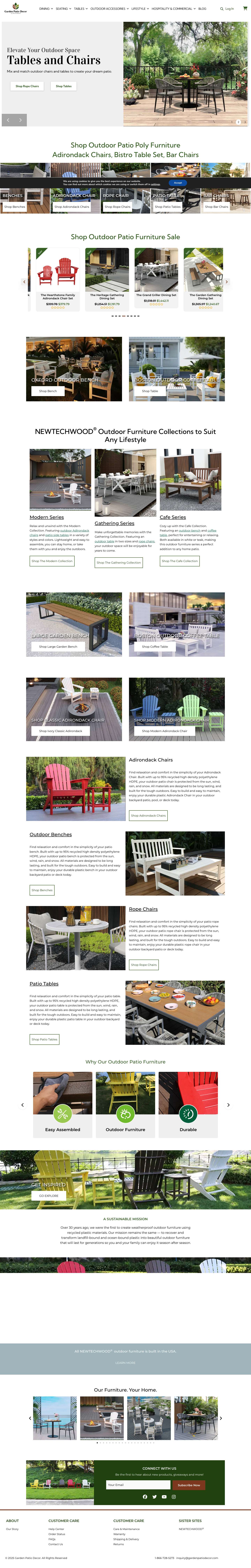 Outdoor Patio Furniture For Sale | Adirondack Chairs, Bistro Table Set, Bar Chairs - Full Screenshot