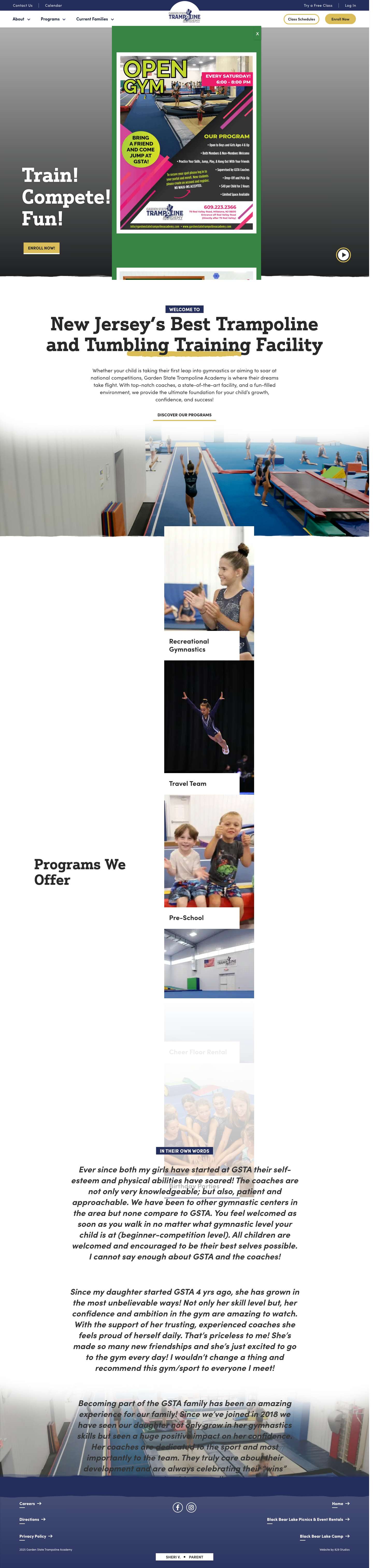 Garden State Trampoline Academy | Gymnastics Classes in New Jersey - Full Screenshot