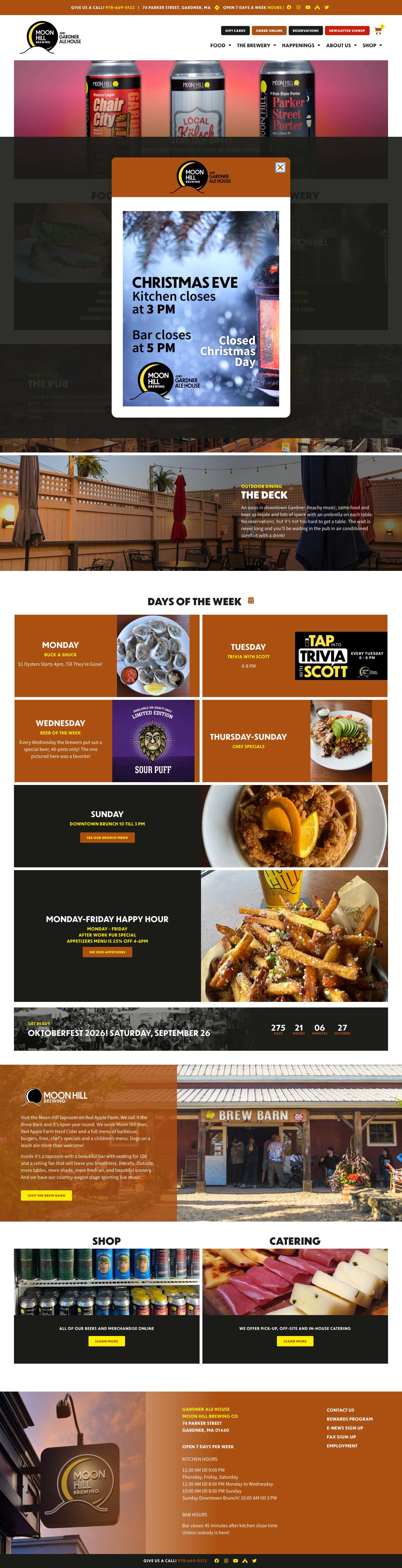 Restaurant and Brewery | Craft Beer | Family Restaurant | Catering | Local Events | Gardner Ale House | 74 Park Street, Gardner, MA 01440 | 978-669-0122 - Full Screenshot