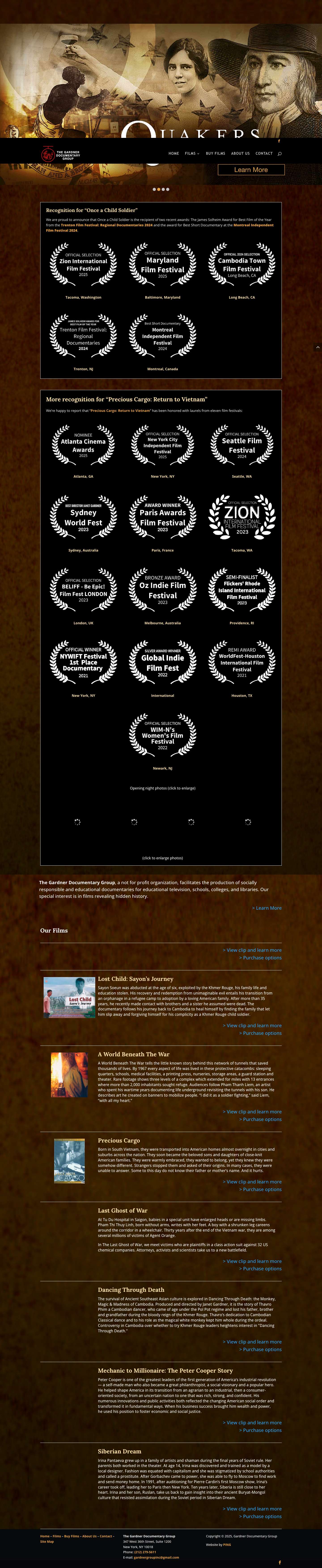 The Gardner Documentary Group produces films that reveal hidden history - Full Screenshot