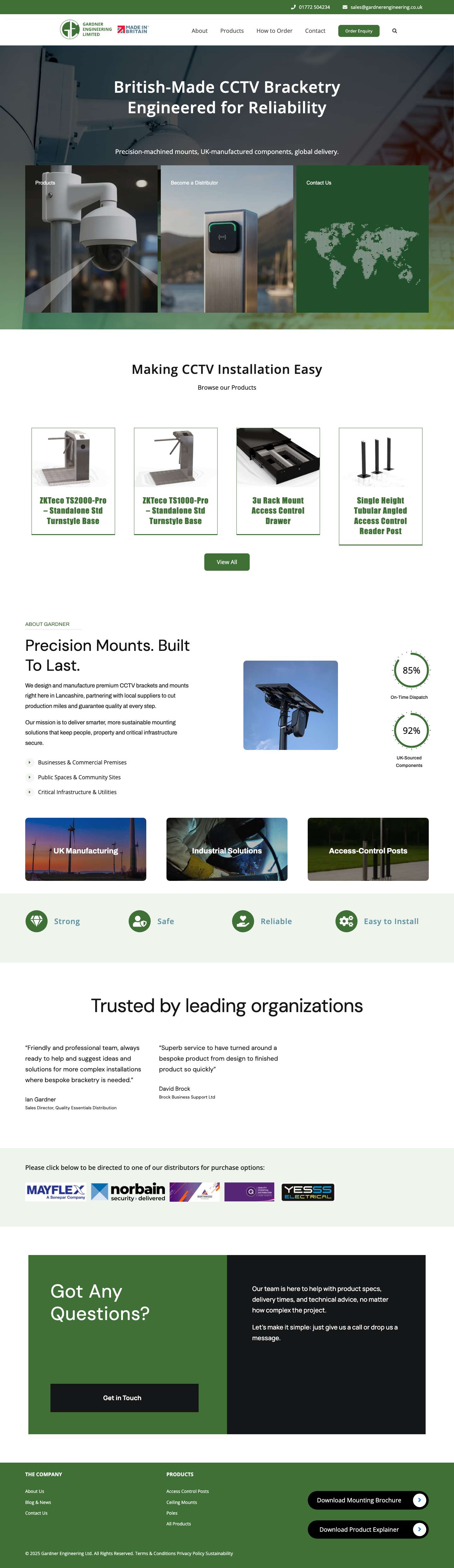British CCTV Mount Manufacturer: Gardner Engineering - Gardner Engineering - Full Screenshot