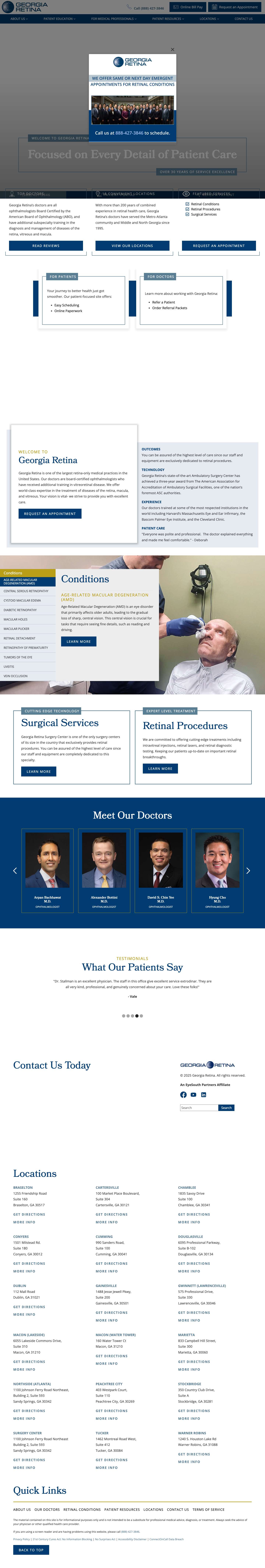 Retina Specialists Atlanta | Retina Doctors Atlanta | Georgia Retina - Full Screenshot