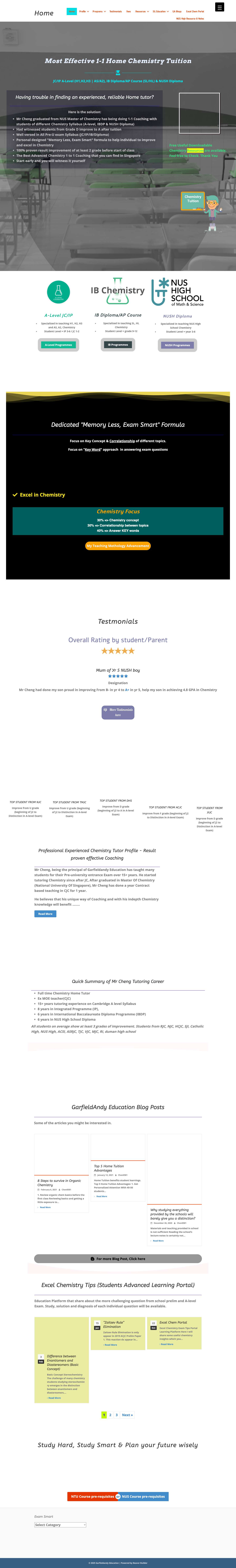 Chemistry Tuition Singapore | Most Effective 1-1 Home Tutoring - Result proven Formula | Garfieldandy Education - Full Screenshot