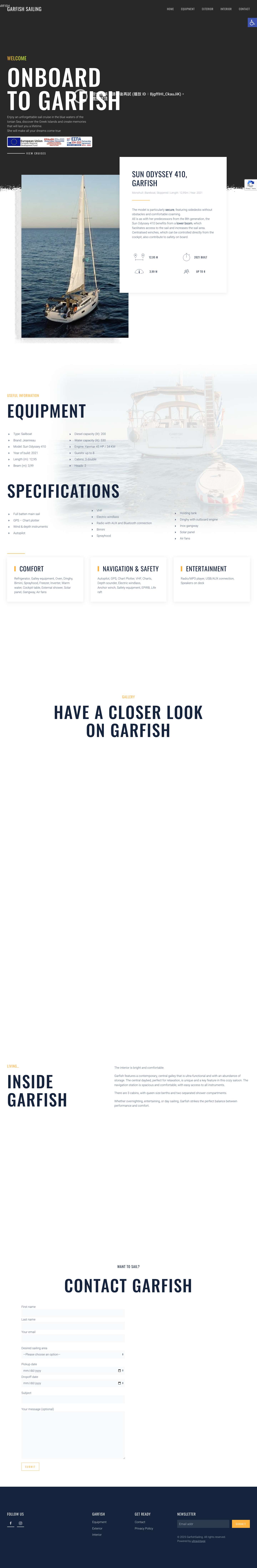 Garfish Sailing - SUN ODYSSEY 410Accessibility ToolsIncrease TextDecrease TextGrayscaleHigh ContrastNegative ContrastLight BackgroundLinks UnderlineReadable FontReset - Full Screenshot