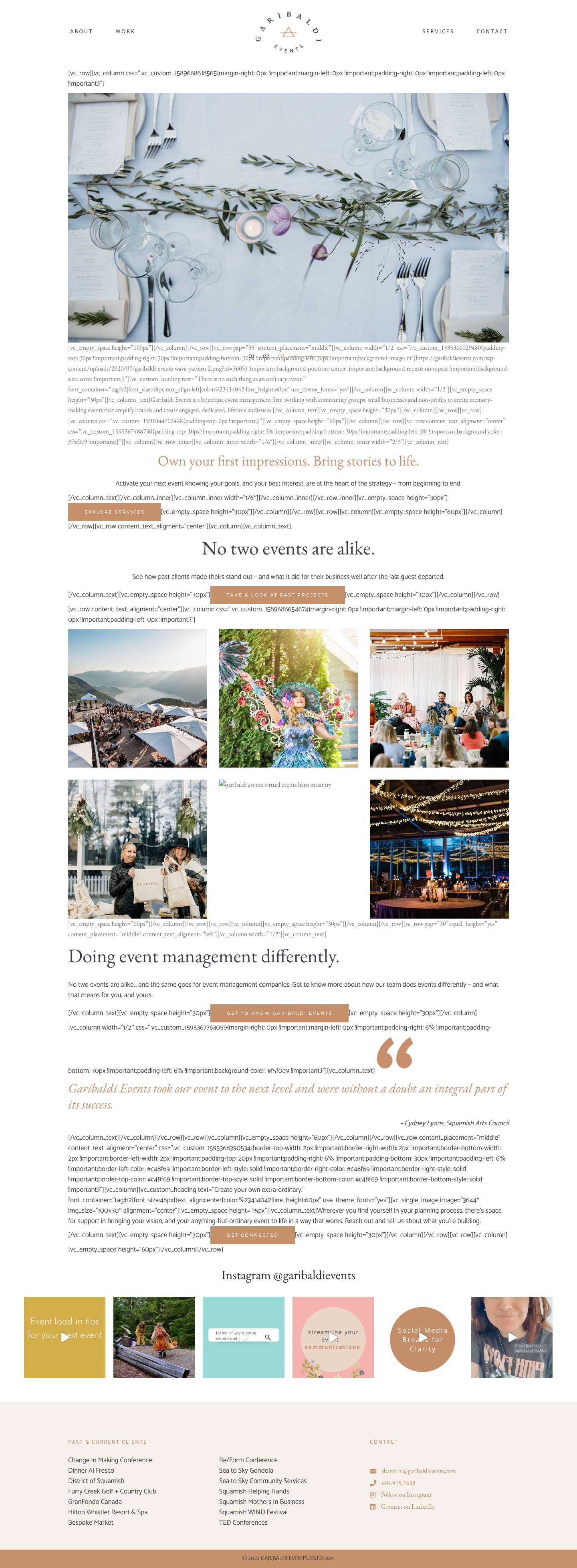 Garibaldi Events | Event Management Squamish BC | Sea to Sky - Full Screenshot