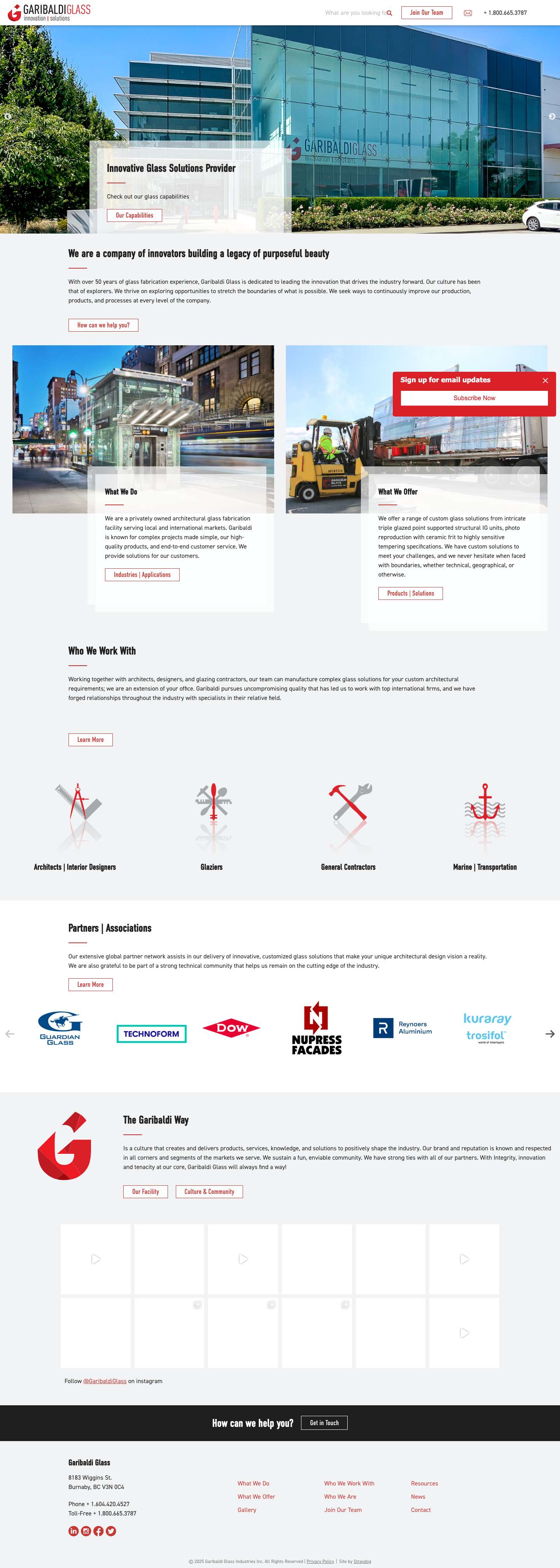 Home - Garibaldi Glass - Full Screenshot