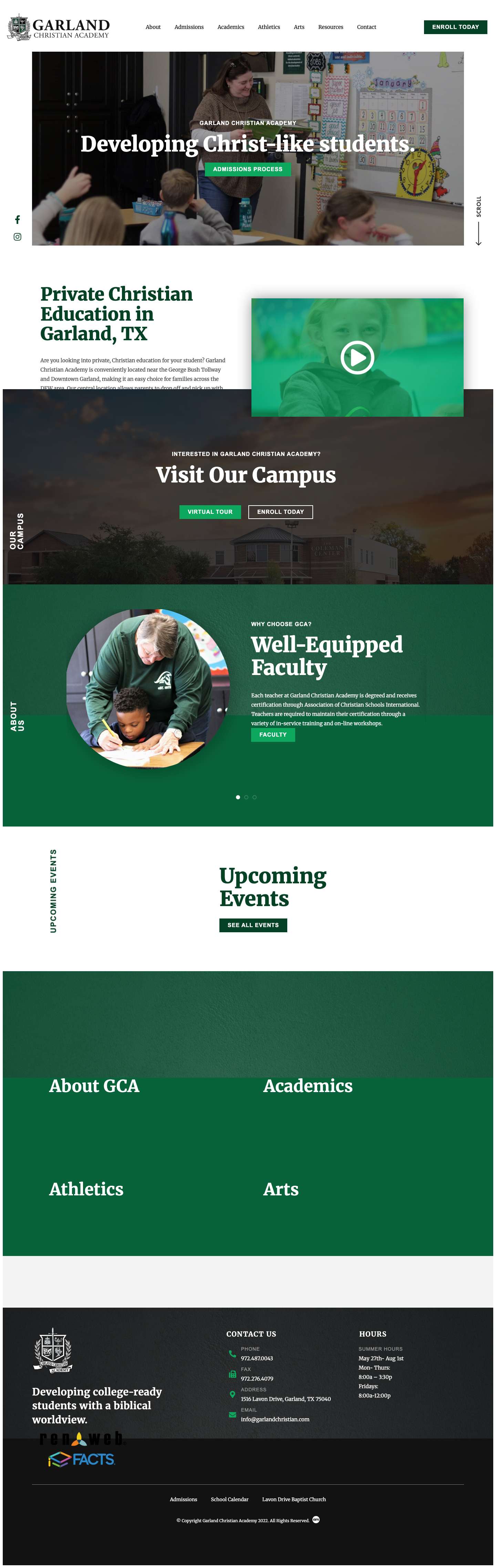 Private Christian Education in Garland TX - Garland Christian Academy - Full Screenshot