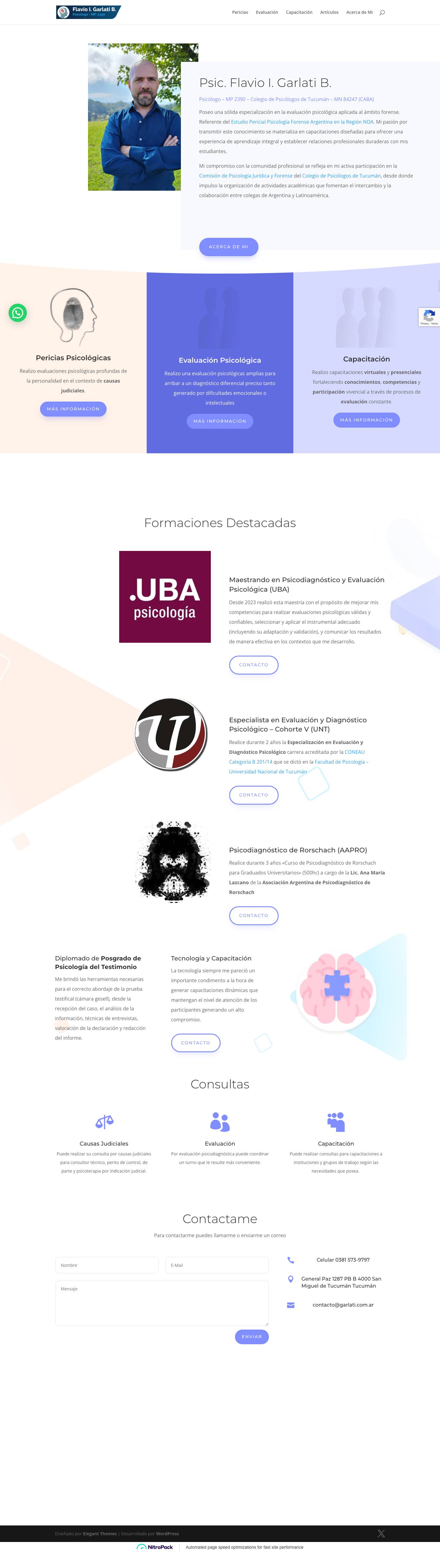 Psic. Flavio I. Garlati B. | Pericias - Evaluación Psicológica - Capacitación - Full Screenshot
