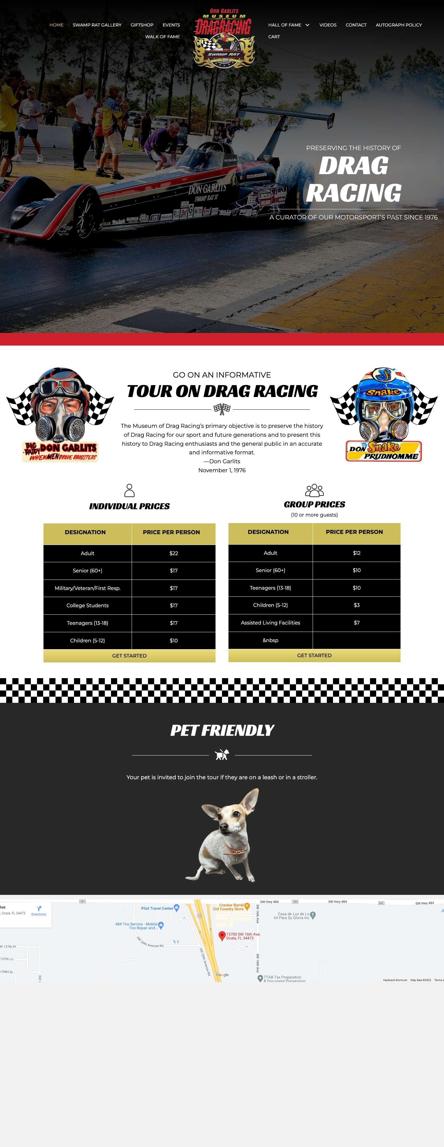 Home - Group Tour Prices - Don Garlits Museum of Drag Racing - Full Screenshot