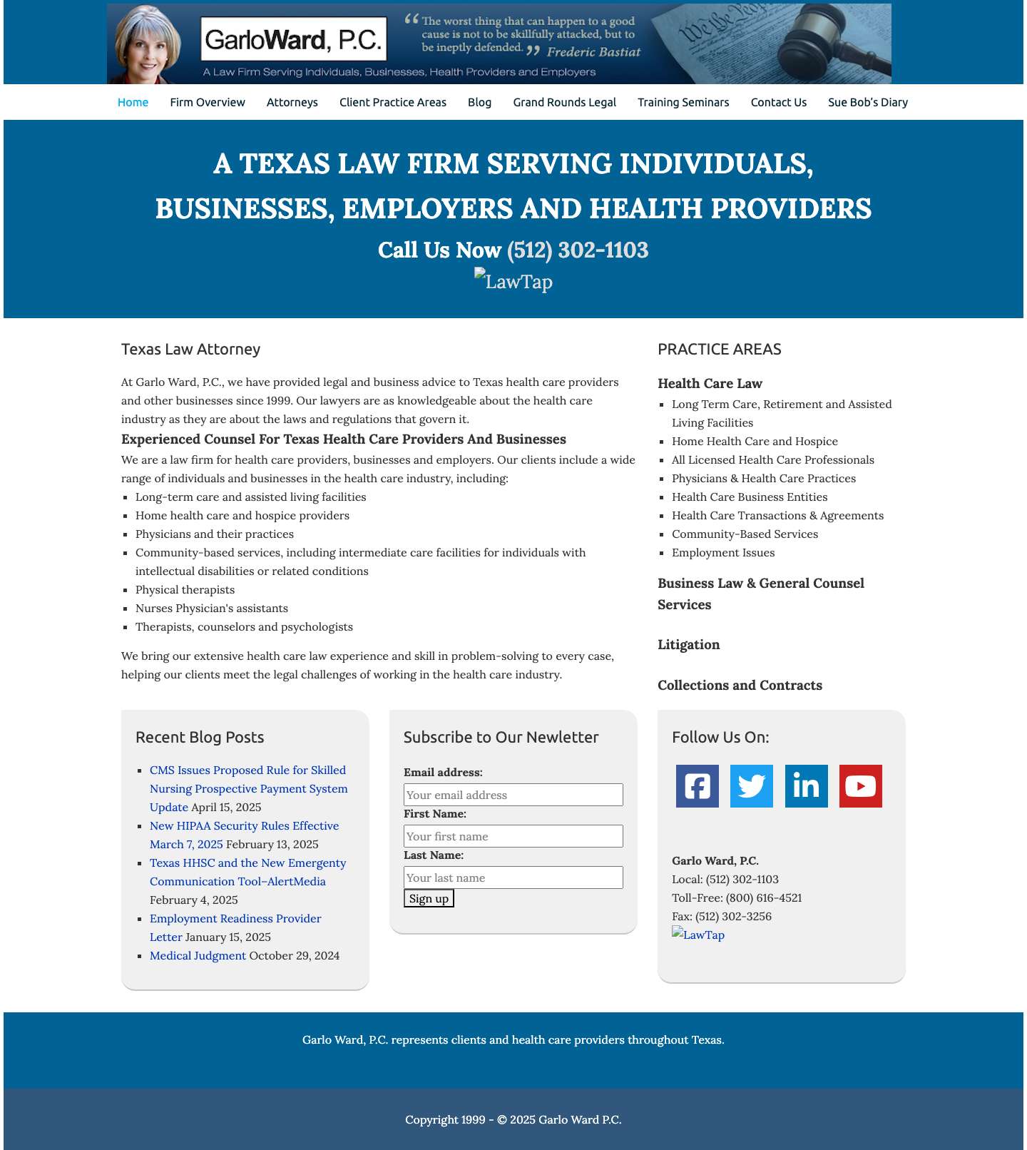 Garlo Ward, P.C. Law Firm - Lakeway, Texas - Full Screenshot