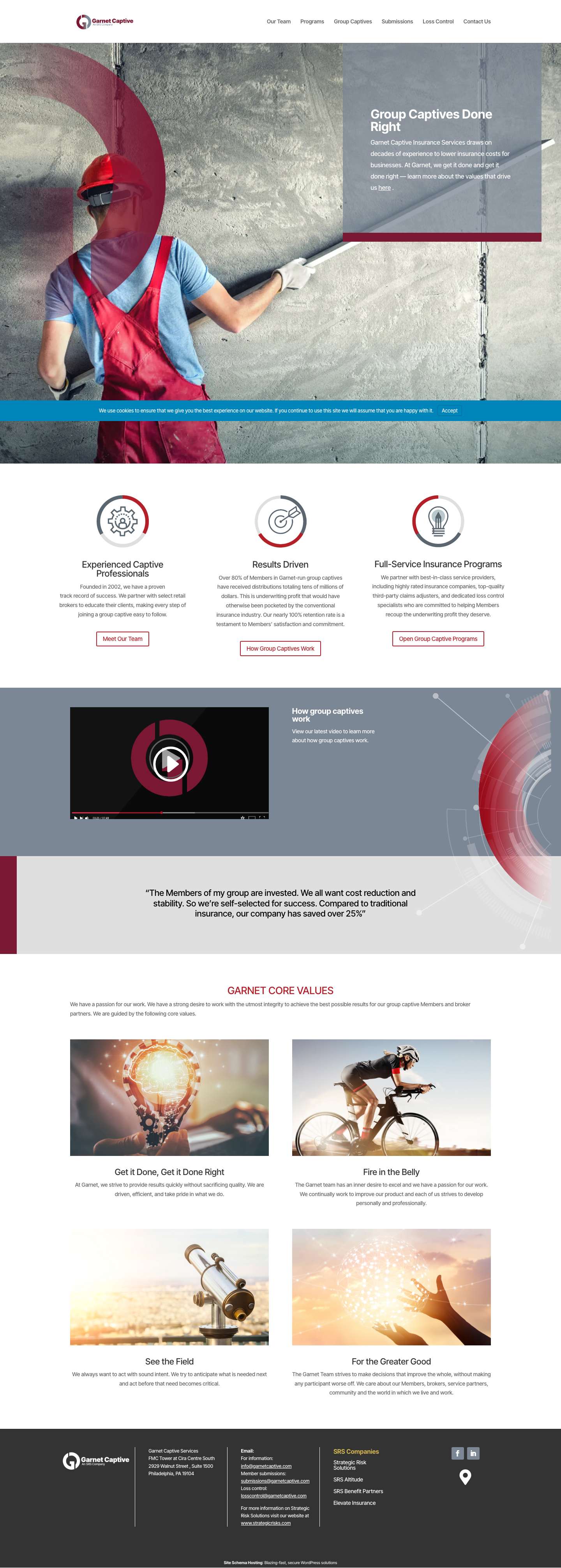 Group Captive Insurance Solutions | Garnet Captive Insurance Services - Full Screenshot