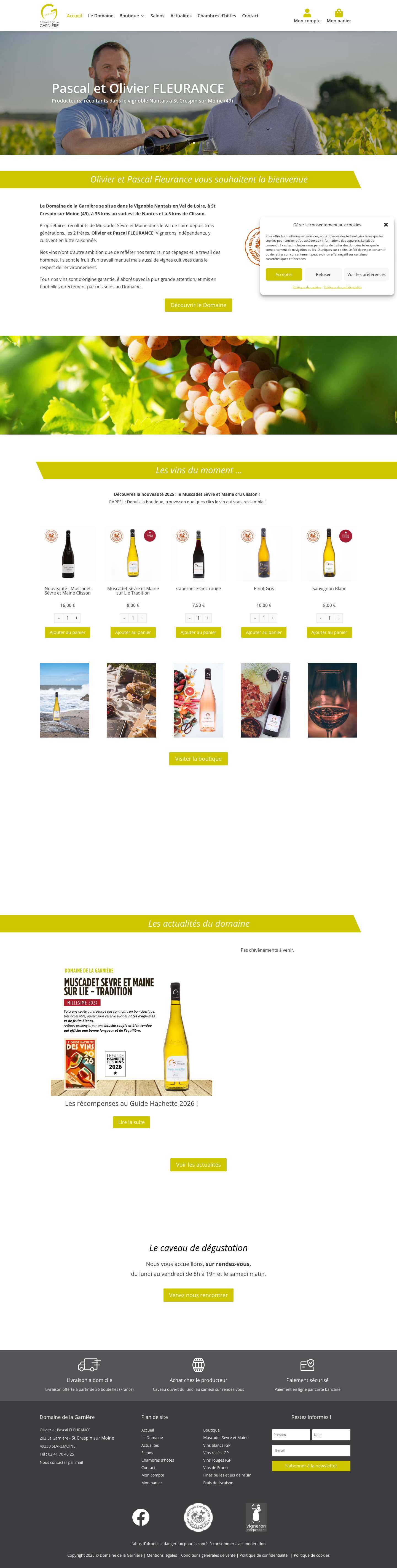 Domaine de la Garnière - Muscadet Sèvre et Maine - Val de Loire - Full Screenshot